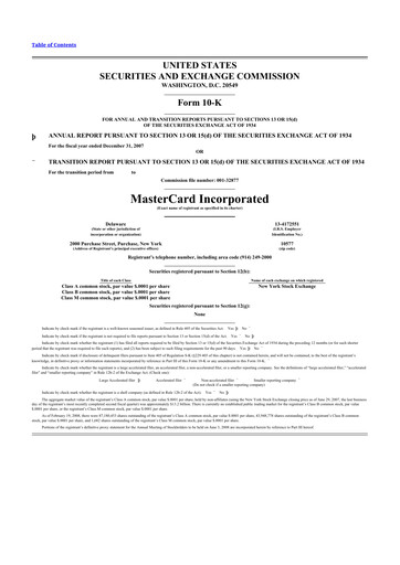 Thumbnail Mastercard 10-K Annual Report 