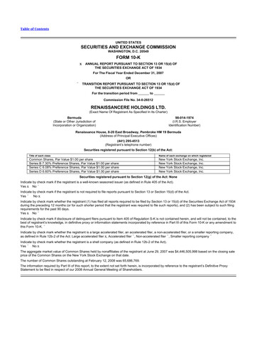 Thumbnail RenaissanceRe
 10-K Annual Report 