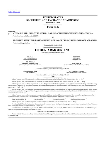 Thumbnail Under Armour
 10-K Annual Report 