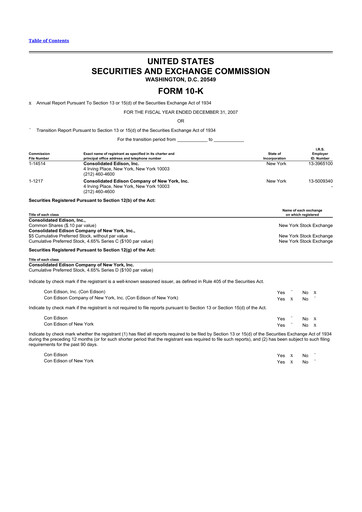 Thumbnail Consolidated Edison 10-K Annual Report 