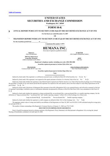 Thumbnail Humana 10-K Annual Report 