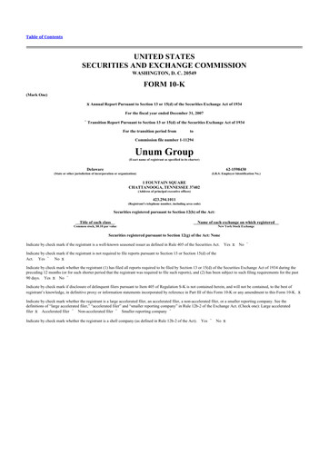 Thumbnail Unum 10-K Annual Report 