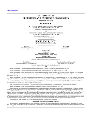 Thumbnail Exelixis 10-K Annual Report 