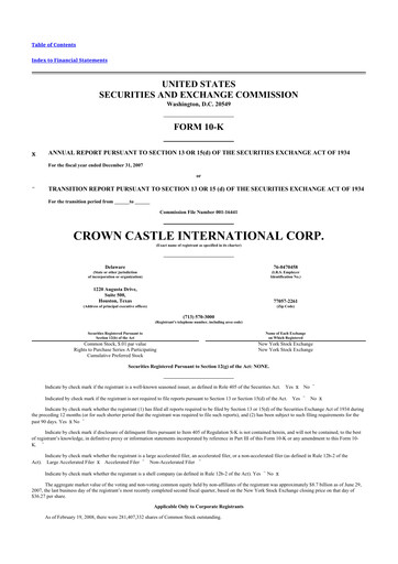 Thumbnail Crown Castle 10-K Annual Report 