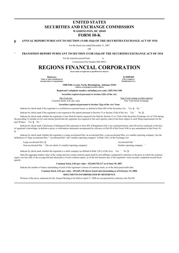 Thumbnail Regions Financial
 10-K Annual Report 
