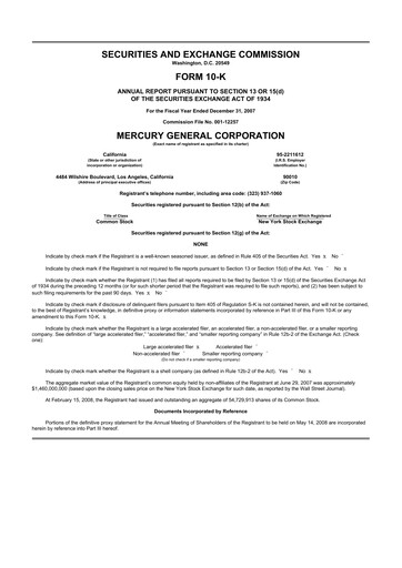 Miniature Mercury General
 10-K Rapport annuel 