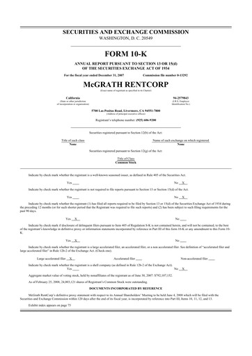 Thumbnail McGrath RentCorp
 10-K Annual Report 