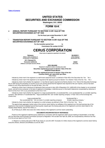 Thumbnail Cerus Corporation 10-K Annual Report 