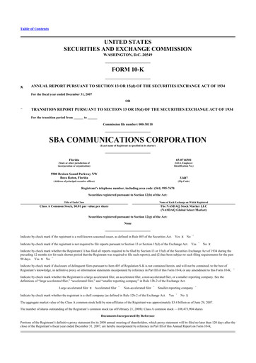 Thumbnail SBA Communications 10-K Annual Report 