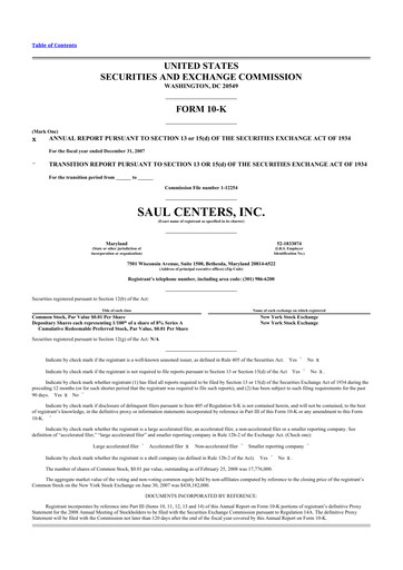 Thumbnail Saul Centers 10-K Annual Report 