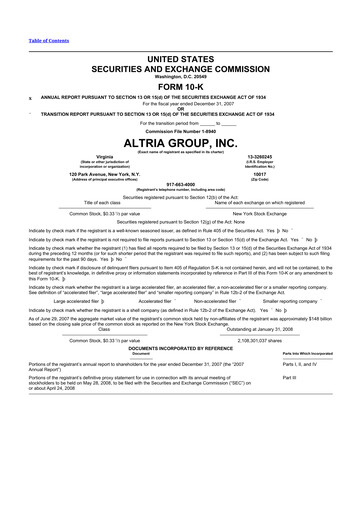 Thumbnail Altria Group 10-K Annual Report 