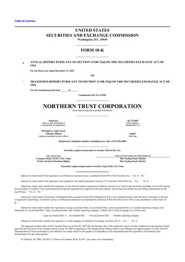 Thumbnail Northern Trust
 10-K Annual Report 