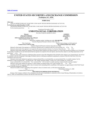 Thumbnail UMB Financial 10-K Annual Report 