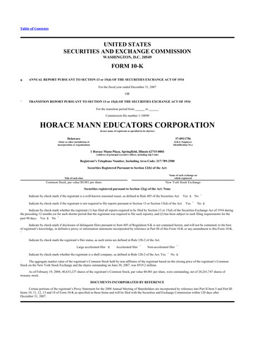 Thumbnail Horace Mann Educators 10-K Annual Report 