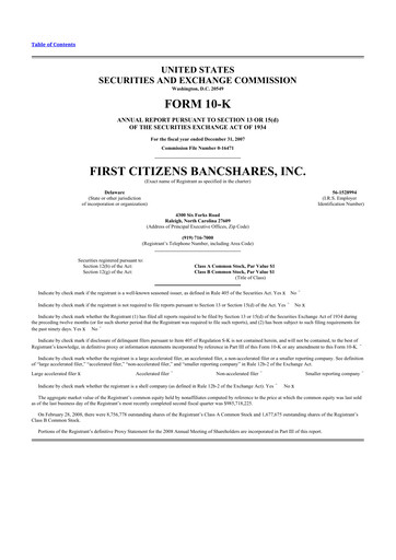 Thumbnail First Citizens BancShares
 10-K Annual Report 