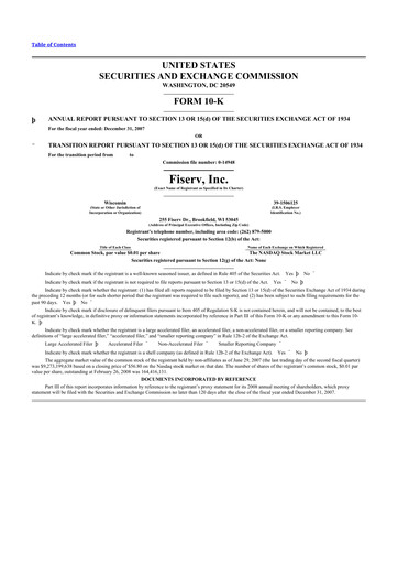 Thumbnail Fiserv 10-K Annual Report 