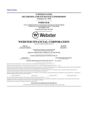 Thumbnail Webster Financial 10-K Annual Report 