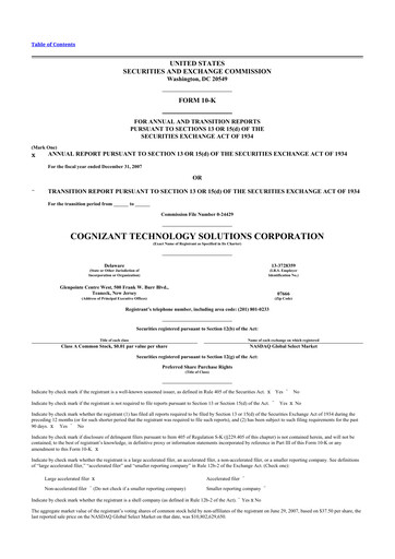 Miniature Cognizant Technology Solutions  10-K Rapport annuel 