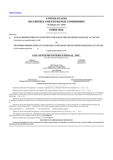 Thumbnail CSG International
 10-K Annual Report 