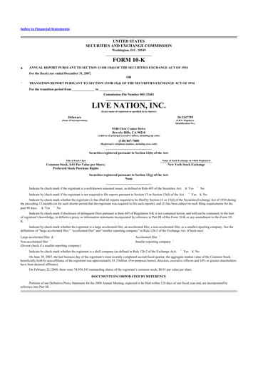 Thumbnail Live Nation
 10-K Annual Report 