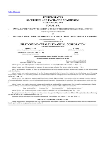 Thumbnail First Commonwealth Financial Corp 10-K Annual Report 