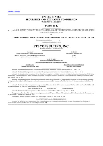 Thumbnail FTI Consulting 10-K Annual Report 