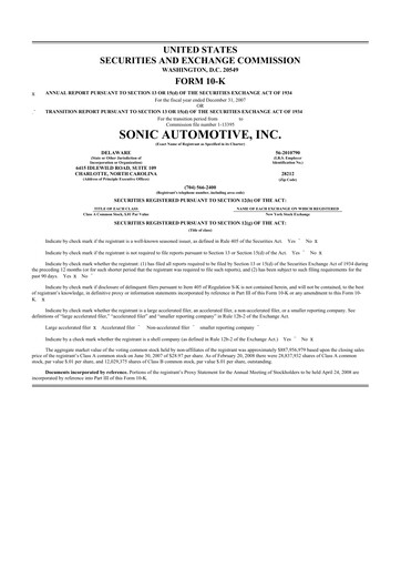 Thumbnail Sonic Automotive
 10-K Annual Report 