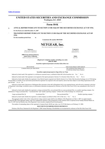 Thumbnail NETGEAR 10-K Annual Report 