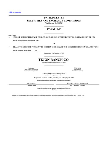 Thumbnail Tejon Ranch
 10-K Annual Report 
