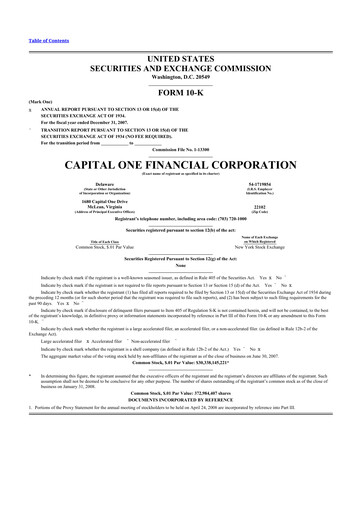 Thumbnail Capital One 10-K Annual Report 