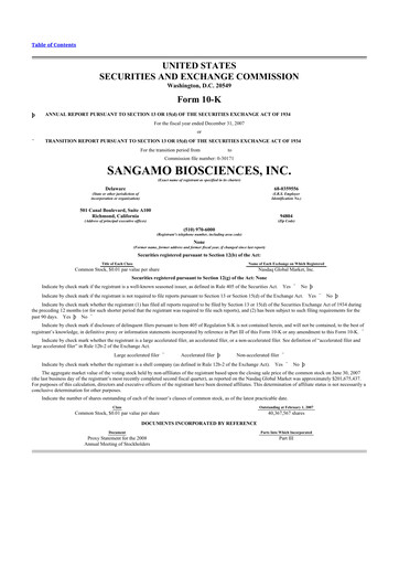 Thumbnail Sangamo Therapeutics
 10-K Annual Report 