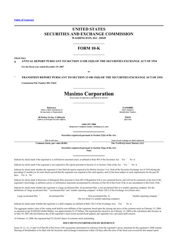 Thumbnail Masimo 10-K Annual Report 