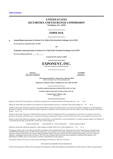 Thumbnail Exponent
 10-K Annual Report 