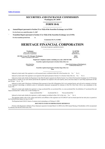 Thumbnail Heritage Financial 10-K Annual Report 