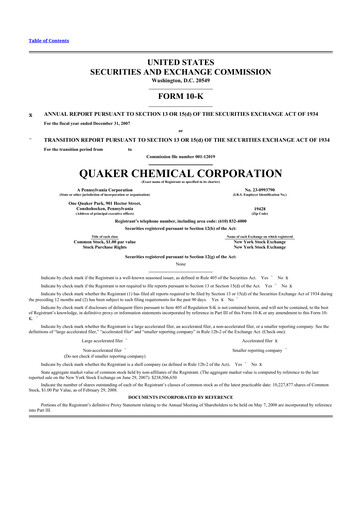 Thumbnail Quaker Houghton 10-K Annual Report 