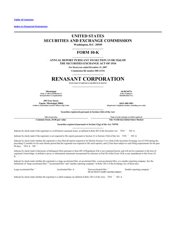 Thumbnail Renasant Corp 10-K Annual Report 
