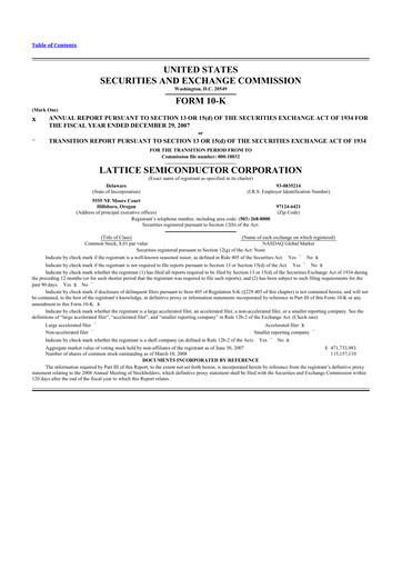 Thumbnail Lattice Semiconductor 10-K Annual Report 