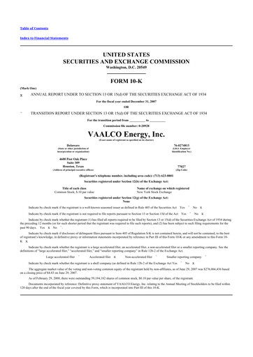 Thumbnail Vaalco Energy
 10-K Annual Report 
