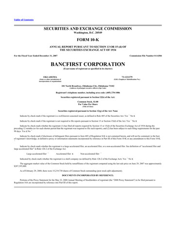 Thumbnail BancFirst 10-K Annual Report 