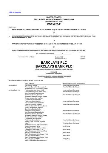 Vorschaubild Barclays 20-F Jahresbericht 