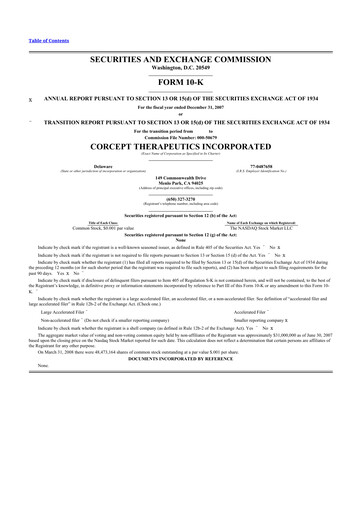 Thumbnail Corcept Therapeutics
 10-K Annual Report 