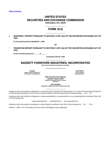Thumbnail Bassett Furniture 10-Q Quarterly Report FY 