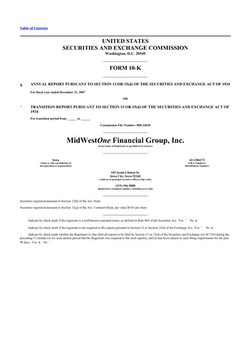 Thumbnail MidWestOne Financial Group
 10-K Annual Report 
