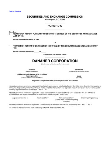 Thumbnail Danaher 10-Q Quarterly Report FY 