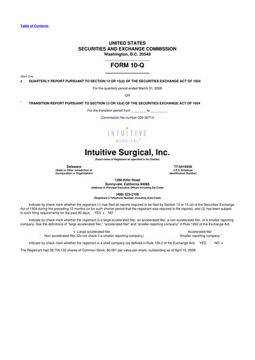 Thumbnail Intuitive Surgical 10-Q Quarterly Report FY 