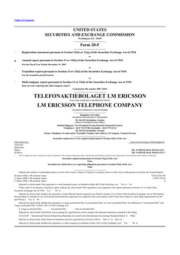 Vorschaubild Ericsson 20-F Jahresbericht 