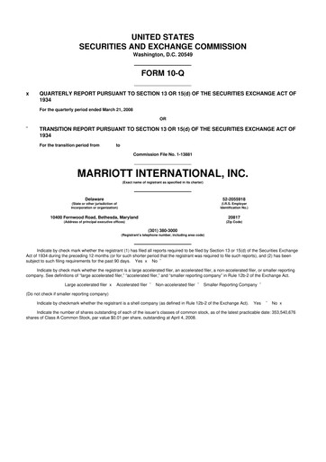 Thumbnail Marriott International 10-Q Quarterly Report FY 