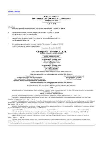 Thumbnail Chunghwa Telecom 20-F Annual Report 