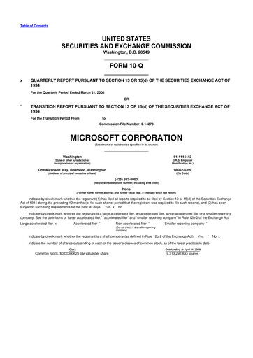 Thumbnail Microsoft 10-Q Quarterly Report FY 