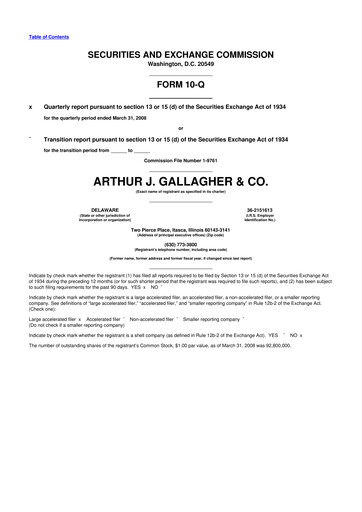 Vorschaubild Arthur J. Gallagher & Co.
 10-Q Quartalsbericht  